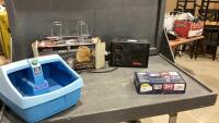 (4) ITEMS - FOOT BATH, CHICKEN BBQ RACK, HEATER, VEHICLE DOOR HANDLE COVERS