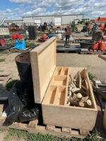 Wooden box with deer sheds, and a barbeque