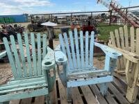 Three wooden yard chairs