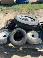 Pallet of small mixed rims and tires