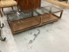 MID CENTURY GLASS TOP COFFEE TABLE