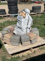 Block fire pit with firewood