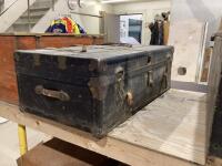 VINTAGE METAL TRUNK & VINTAGE SUITCASE