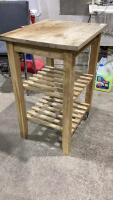 WOOD KITCHEN CART W/ BUTCHER BLOCK TOP