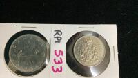 (2) CANADA 1969 COINS - $1 AND 50 CENT PIECES
