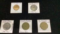 5 CANADIAN COMMEMORATIVE COINS