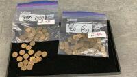 (2) BAGS W/ USA PENNIES - 1950 & 1960