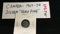 CANADA 1907 5 CENT SILVER COIN