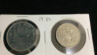 (2) CANADA 1982 COINS - $1 AND 50 CENT PIECES