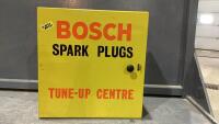 BOSCH METAL SPARK PLUG CABINET W/ A FEW SPARK PLUGS