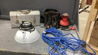 BOX W/ EXTENSION CORD, METAL LUNCH BOX, JOBMATE BUFFER, HEAT LAMP SHADE