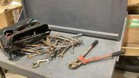HUSKY TOOLBAG W/ ASSORTED WRENCHES, CRIMPERS