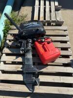 Tohatsu boat motor and gas can
