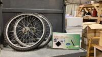(2) BIKE TIRES & ULTRA BIKE RACK ACCESSORY - HOLDS UP TO THREE BIKES