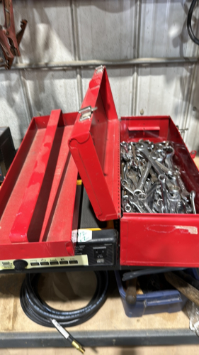 Large steel toolbox, full of wrenches