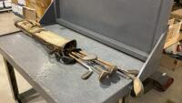 VINTAGE WOOD SHAFT GOLF CLUBS IN OLD CANVAS BAG