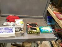BOX W/ FIRST AID KIT, SAFETY GLASSES, N95 MASKS, ELECTRICAL TAPE