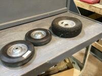 (3) SMALL TIRES - 2 ARE HARD RUBBER, (1) CARLYLE 13 X 5 -6
