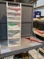 ORGANIZER WITH SHOP RAGS + STEERING WHEEL LOCK