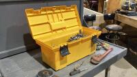 YELLOW TOOL BOX W/ ASSORTED TOOLS