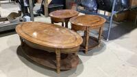 (3)PIECE OVAL COFFEE AND END TABLE SET