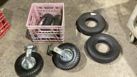CRATE W/ (4) SMALL TIRES