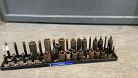 MISC DEEP AND SHALLOW METRIC SOCKETS ON SOCKET HOLDER