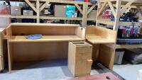 RECEPTION DESK W/ L PIECE AND 3-DRAWER CABINET