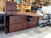 DESK - (3) UNITS W/ DRAWERS, SIDE & TOP PIECES