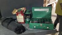 TENT, (2) LANTERNS + CAMP STOVE