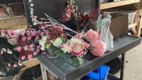 ARTIFICIAL FLORAL ARRANGEMENTS, ANGEL STATUE,