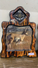 (2) BURNT WOOD CLOCKS W/ANTELOPE + DEER PICTURE - 3