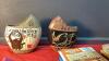 GOOD LIDDED TOTE W/ OFFICE SUPPLIES, (2) VASES - 2