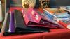 GOOD LIDDED TOTE W/ OFFICE SUPPLIES, (2) VASES - 3
