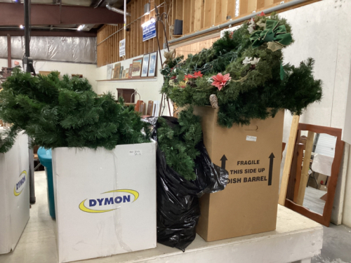 2 BOXES AND BAG OF CHRISTMAS DECOR