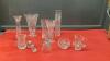 BOX OF PINWHEEL CRYSTAL PIECES - VASES, SMALL CANDY DISH, BELL, CREAM & SUGAR
