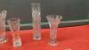 BOX OF PINWHEEL CRYSTAL PIECES - VASES, SMALL CANDY DISH, BELL, CREAM & SUGAR - 3