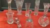 BOX OF PINWHEEL CRYSTAL PIECES - VASES, SMALL CANDY DISH, BELL, CREAM & SUGAR - 4