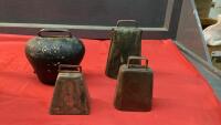 COLLECTION OF (4) COW BELLS AND (3) MINI COW BELLS