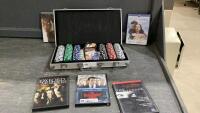 POKER SET AND A FEW DVD&rsquo;S