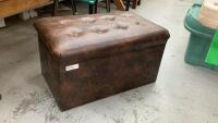 VINTAGE STORAGE OTTOMAN W/ HINGED LID