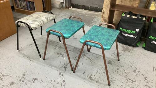 (3) RETRO STACKING STOOLS