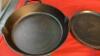 (3) CAST IRON FRY PANS - MASTERCHEF & GSW, ONE IS UNMARKED - 2