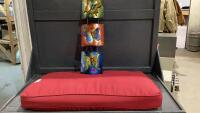 BENCH CUSHION AND METAL WALL ART