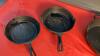 (3) CAST IRON FRY PANS - - 3