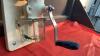ANTIQUE COFFEE GRINDER W/ PORCELAIN BEAN HOLDER ON WOOD BASE - 5