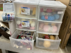 SEWING AND KNITTING SUPPLIES IN ROLLING STORAGE DRAWERS