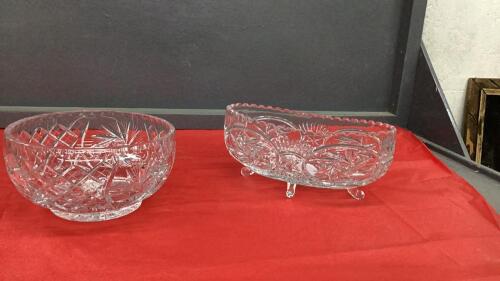 (2) PINWHEEL CRYSTAL BOWLS