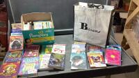 BOX + BAG OF ASSORTED BOOKS