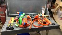 BIG BOX OF HOT WHEELS RACE TRACKS